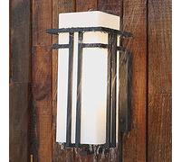 WQHPLMD Handcrafted Metal Lamp Holder with Glass Shade - Outdoor Use, IP23 Waterproof