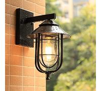 WQHPLMD Luces de farola Impermeables para terrazas y Puertas de Exterior, con lámpara de Cristal en Negro Mate