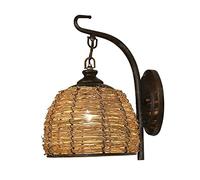 WQHPLMD Luz Wall Rústica Rustica con Sombrero de Manga Rattán y Base Metálica E27 para Salón de Estar Rellano con Capa Vintage