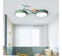 WQHPLMD Machine led 's Room dimmable Ceiling Lamp, Wooden Acrylic lampshade Wrought Iron Creative Decorative Lamp, Boy and Girl Bedroom Kindergarten Chandelier