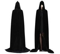 WQHPLMD Masquerade Adult Halloween Cloak Cosplay Prop Death Hooded Cloak Fantasy Costume, Black, Small