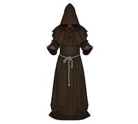 WQHPLMD Medieval Hooded Monk Costume - Wine Red