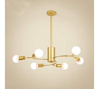 WQHPLMD Mid Century Chandelier 6 Lights Ceiling Pendant Lighting Fitting Restaurant Hanging Lamp Living Room Droplight Fixture Gold Chandeliers