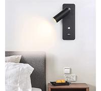 WQHPLMD Minimalist LED Wall Sconce for Bedroom with USB Charging Port and Adjustable Arm - 23cm x 8cm x 3cm