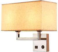 WQHPLMD Nordic Metal USB Wall Sconce with Fabric Lampshade, Postmodern - Living Room and Bedroom Light