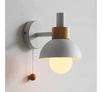 WQHPLMD Nordic Wood Bathroom Mirror LED Light with Pull Wall Mount Sconce for Corridor and Balcony
