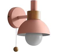 WQHPLMD Nordic Wood Bathroom Mirror LED Light with Pull Wall Mount Sconce for Corridor and Balcony