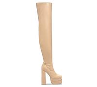 WQHPLMD Platform Boots for Women, Heeled Boots Heel Booties Round Toe High Heel Boots Women's Platform Over The Knee Boots Origin China