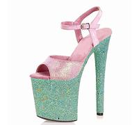 WQHPLMD Platform Sandals for Women Stilettos Heels Open Toe High Heeled Ankle Strap Summer Glitter Dress Pumps Shoes Origin China