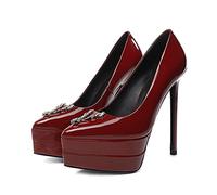 WQHPLMD Platform Stiletto High Heel Pumps Women's Shoes Heels Closed Pointed Toe Heels Casual Pumps Ladies Party Wedding Pumps Shoes Origin China