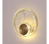WQHPLMD Postmodern LED Wall Sconce Round Crystal Wall Light for Bedroom Living Room Home Decor - Copper Finish