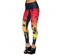 WQHPLMD Pumpkin-Printed Women's Yoga Leggings - High Waist, Plus Size, Fitness & Workout Pants Red/Yellow