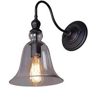 WQHPLMD Retro Industrial Wall Sconce with Antique Glass and Iron Fixtures in Smoke Gray - E27 Lantern Light for Living Room, Dining Room, Study & Bedroom