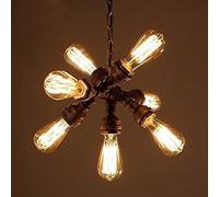 WQHPLMD Retro Iron Chandelier - Adjustable Chain Height with Brown Finish - Multiple LED Lights for Home Decor