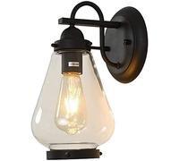 WQHPLMD Retro Iron & Glass Wall Sconce - Outdoor Garden Decor Lighting E27