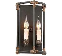 WQHPLMD Rustic European Wall Sconce - Black Metal Lamp for Living Room Decor