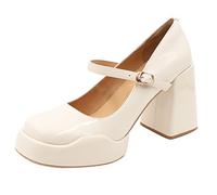 WQHPLMD Sandalias de Plataforma de Bloques para Mujeres Tacones Cerrados Tacones de Punta Elegante Pombas de Fiesta Pombas de Boda Zapatos Origen China