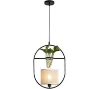 WQHPLMD Single Head Wrought Iron Geometric Round Shape Lamp Stand e27 Chandelier Industrial Pendant Lights Fabric -intage Hanging Lamp Ceiling Pendant Lamp Fixture Apply to Bedroom Restaurant