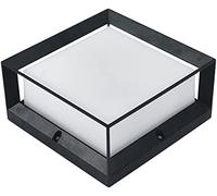 WQHPLMD Square Waterproof Wall Pillar Headlight Sand Textured Black Outdoor Post Lantern Die-Cast Aluminum Decorative Garden Lighting Fixture