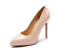 WQHPLMD Stiletto Heels Women's Thick Bottom Patent Leather Slip On High Heel Pointed Toe Shallow Mouth Stiletto Sandals 11CM Heels 1.3CM Sole