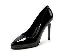 WQHPLMD Stiletto Heels Women's Thick Bottom Patent Leather Slip On High Heel Pointed Toe Shallow Mouth Stiletto Sandals 11CM Heels 1.3CM Sole