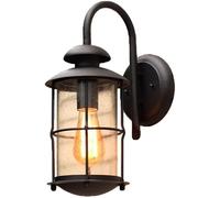 WQHPLMD Stylish Retro Geometric Wall Light with Matte Black Finish - IP44 Downward E27 Outdoor Lantern for Garden and Hallways
