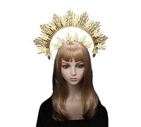 WQHPLMD SunGoddess Headband Vintage VirginMary HaloHairband Halloween Party Costume Kits Lady Headpieces
