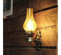 WQHPLMD Vintage Aisle Bar Old Oil Lamp Wall Light - Chinese Style Antique Brown Metal Sconce for Bedroom, Restaurant and Living Room