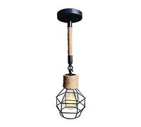 WQHPLMD Vintage Hemp Rope Chandelier: Rustic Industrial Ceiling Lamp for Living Room and Dining Room