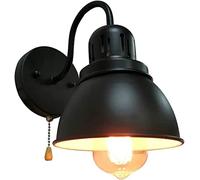 WQHPLMD Vintage Industrial Black Wall Sconce with Pull Chain for Living Room, Bedroom & Hallway Lighting