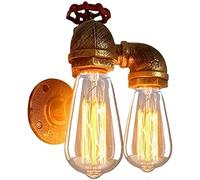 WQHPLMD Vintage Industrial Steampunk Pipe Wall Mounted Lamp - Gold Rust & Black Iron