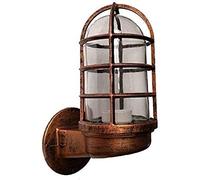 WQHPLMD Vintage Retro Iron Art Lamp with Bronze Glass - Corner Cage Wall Light Sconce