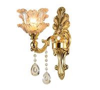 WQHPLMD Wall Sconce Vintage Crystal Antique Brass Lamp Living Room Bedroom Corridor Kitchen Entryway