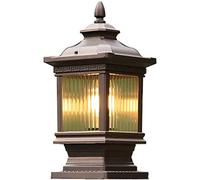 WQHPLMD Waterproof Die-Cast Aluminum Post Lantern with Glass Shade for Outdoor Decorating - Versatile and
