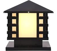 WQHPLMD Waterproof Garden Post Cap Lamp, Black Stainless Steel Outdoor Lighting Fixture with Acrylic Shade - IP54