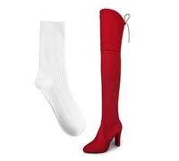 WQHPLMD Women Boots Pointed Toe Over The Knee Boots Autumn Block Heel with Lace Up Closure Suitable for Outdoor Sports Travel