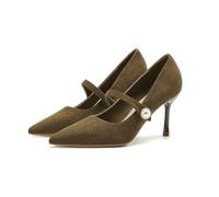 WQHPLMD Women’s Stiletto Closed Pointed Toe Pumps Classic Office Dressy Wedding Shoes 8cm