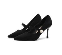 WQHPLMD Women’s Stiletto Closed Pointed Toe Pumps Classic Office Dressy Wedding Shoes 8cm