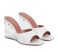 WQHPLMD Women Wedge Sandals Square Open Toe Slip On Pumps Party Dress Shoes Mules 9cm