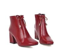 WQHPLMD Women's Ankle Boots Chunky Heels Square Toe Comfort Elasticity Pumps Party Dress Shoes 7cm