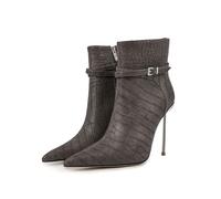 WQHPLMD Women's Ankle Boots Stiletto Pointed Toe Buckle Strap Booties Zipper Party Dress Shoes Pumps 12CM