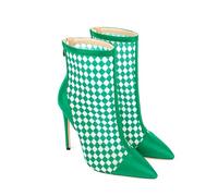 WQHPLMD Women's Ankle Boots Stiletto Pointed Toe Zipper Autumn Pumps Office Party Dress Shoes