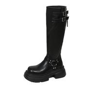 WQHPLMD Women's Boots Round Toe Thick Sole Mid Calf Boots Autumn and Winter Thick Heel High Boots Back Zipper Closure Suitable for Daily Casual Walking