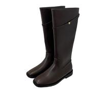 WQHPLMD Women's Boots Square Toe Low Heel Mid Calf Boots Autumn and Winter Flat Boots Suitable for Casual Daily Travel