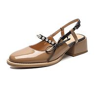 WQHPLMD Women's Closed Toe Mary Jane Block Square Toe Slingback Strappy Dress Work Pumps Shoes Origin China