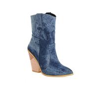 WQHPLMD Women's Cowboy Ankle Boots Western Pointed Toe Chunky Heel Booties Wedding Party Dress Shoes