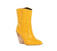 WQHPLMD Women's Cowboy Ankle Boots Western Pointed Toe Chunky Heel Booties Wedding Party Dress Shoes