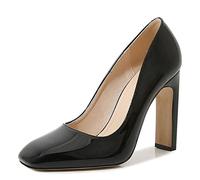 WQHPLMD Women's Heeled Sandals Square-Toe Pumps Patent Leather Shallow Mouth Chunky Heels Solid Color Professional Shoes Suitable for Night Banquet Etiquette Models Catwalk