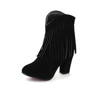 WQHPLMD Women's High Boots Round Toe Thick Heel Low Boots Thermal and Boots Suitable for Outdoor Travel in Autumn and Winter