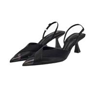WQHPLMD Women's Kitten Slingback Stiletto Closed Pointed Toe Sandals Wedding Party Dress Mesh Pumps Shoes 5 CM